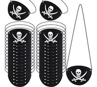 Pirate Eye Patches Costume Black Felt Single Eye Skull Captain Eye Patches for Carnival Pirate Theme Party (60 Pcs)