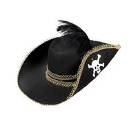 Pirate Felt With Skull & Feather Pirate Hats Caps & Headwear for Fancy Dress Costumes Accessory