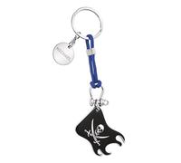 Pirate Flag Bottle Opener Design Keyring, Personalised with Name or Initials Tag, Presented in Velvet Pouch
