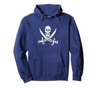 Pirate Flag, "Calico"Jack Rackham Pullover Hoodie, Adult Unisex, Navy Blue, Large