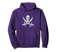 Pirate Flag, "Calico"Jack Rackham Pullover Hoodie, Adult Unisex, Purple, Large