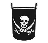Pirate Flag Collapsible Oxford Fabric Laundry Hamper, Waterproof With Handles - Foldable Storage Basket For Bedroom, Bathroom, Kitchen, Nursery, Car & Toys