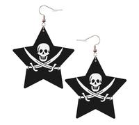 Pirate Flag Leather Star Shaped Earrings Fashion Accessories Lightweight Festivals Parties Everyday Life