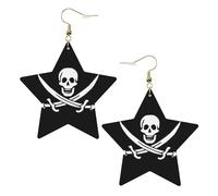 Pirate Flag Leather Star Shaped Earrings Fashion Accessories Lightweight Festivals Parties Everyday Life