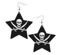 Pirate Flag Leather Star Shaped Earrings Fashion Accessories Lightweight Festivals Parties Everyday Life