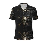 Pirate Flag Print Polo Shirts Short Sleeve,Stylish Comfortable Polo T-Shirts,for Golf and Casual Wear Black