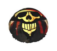 Pirate Flag Shower Cap For Women, Reusable Shower Cap, Waterproof Bath Cap For Women Long Hair