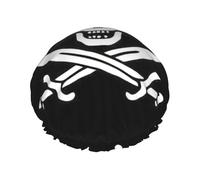 Pirate Flag Shower Caps For Women, Elastic And Reusable Bath Caps, Double Waterproof Layers Shower Cap, Bathing Shower Caps