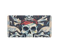 Pirate Flag Skull Desk Pad Waterproof Writing Mouse Pad Non-Slip Laptop Desk Protector Large Office Desk Mat Computer Keyboard Rubber Mat for Work Home Decor 12" X 24"