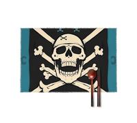 Pirate Flag Skull Placemats Set of 6 12 X 18 Inch-Boho Canvas Table Mats Heat Resistant & Washable Place Mats Non-Slip Wipeable Placemat for Kitchen Dining Table Decoration Indoor Outdoor