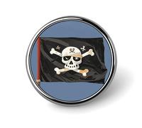 Pirate Flags Playful Doodles Lapel Pin Round Brooch for Men & Women Alloy Suit Accessories, 1" Lightweight Tie Pin