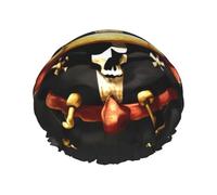 Pirate Flags Print Shower Cap, Shower Cap for Women Reusable, Waterproof Bath Cap,Quick Drying Bath Hair Cap