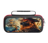 Pirate German Shepherd Dog Carry Case for Switch Hard Shell Protective Cover Pouch Travel Carrying with Handle
