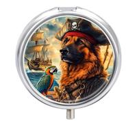 Pirate German Shepherd Dog Pill Case Travel Medicine Organizer Box