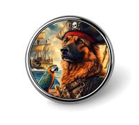 Pirate German Shepherd Dog Round Badge Funny Button Pins Brooches