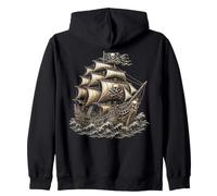 Pirate Ghost Ship s Jolly Roger Pirate Zip Hoodie