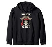 Pirate Gigi Skull Jolly Roger Funny Halloween Gigi Zip Hoodie