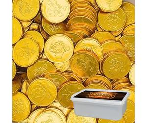 Pirate Gold Milk Chocolate Coins with Halloween Giift Tub - Milk Chocolate Coins Covered in Gold Foil - Fun Party Favors, Gifts & Treats (750g)