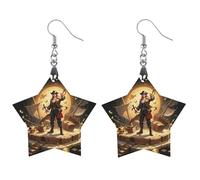 Pirate Golden Secret Sea Wooden Earrings for Women, Vintage Elegant Wood Jewelry, Lightweight Earrings for Wedding, Party, Everyday Jewelry Gift, Apricot shaped, Wood, wood