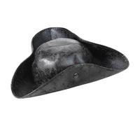 Pirate Hat Pirate Captain Role Play Outfit Accessory Tricorn Hat Leather Medieval Distressed Tricorn Colonial Cap Caribbean Costume Fancy Dress Halloween Carnival Cosplay Party Headwear Cavalier Cap