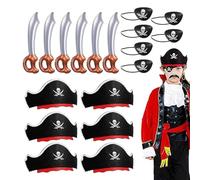 Pirate Hat Set - Halloween Accessory Set for Pirate Cosplay, Pirate Eye Patches, Swords, Hats for Halloween, Cosplay