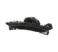 Pirate Hat Tricorn Hat Costume Hat Themed Hat Gothic Hat With Feather Lace Edging And Bead Tassels Felt Body With Details suitable for theater acts, Dark Green, M 56-58cm