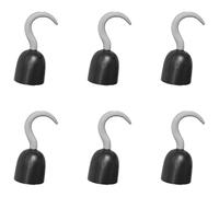 Pirate Hook Hand - Pack of 6 - Silver Hook with Black Guard - Adults Mens Womens Buccaneer Swashbuckler Talk Like A Pirate Day Halloween Fancy Dress Costume Accessory