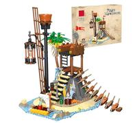 Pirate Island Building Set, Watch Tower Medieval Pirate's House Building Blocks Toy, Adventure Architecture Bricks Kit for Adults Kids Ages 8+ (482 Pieces)