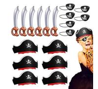 Pirate Kids Party Cosplay Accessories,Halloween Pirate Costume for Kids - Halloween Pirate Eye Patches Inflatable Sword for Cosplay Party