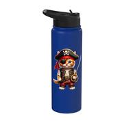 Pirate Kitten Playful Cat Vibrant Cute Kitty Sword Fun Art Stainless Steel Insulated Water Bottle