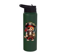 Pirate Kitten Playful Cat Vibrant Cute Kitty Sword Fun Art Stainless Steel Insulated Water Bottle