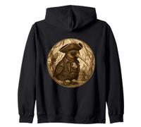 Pirate Kiwi Vintage Etching Zip Hoodie