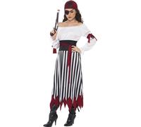 Smiffys Pirate Lady Costume,Black & White, S - UK Size 08-10