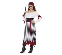 Smiffys Pirate Lady Costume, Black & White, L - UK Size 16-18