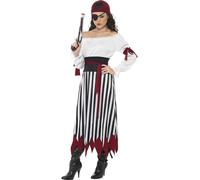 Smiffys Pirate Lady Costume, Black & White, L - UK Size 16-18