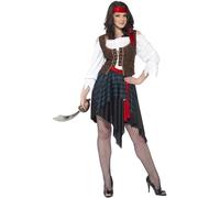 Large Ladies Pirate Costume - pirate costume fancy dress ladies caribbean outfit smiffys lady new womens buccaneer 826
