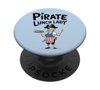 Pirate Lunch Lady Skull Skeleton Halloween Lunchrooms School PopSockets Adhesive PopGrip