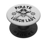 Pirate Lunch Lady Skull Skeleton Halloween Lunchrooms School PopSockets Adhesive PopGrip