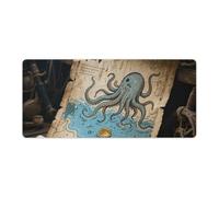 Pirate Map Desk Mat 40x90cm, Non-Slip Rubber Base with Stitched Edges, Waterproof Desk Pad for Keyboard & Mouse, Large Mouse Pad for Office Gaming