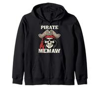 Pirate Memaw Skull Jolly Roger Funny Halloween Memaw Zip Hoodie
