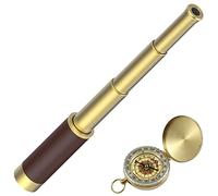 Pirate Monocular Telescope Pocket Compass Party Accessory Set for Pirate Party, High Powered Collapsible Spyglass with Pirate Pocket Compass for Pirate Party Supplies