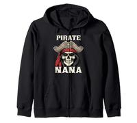 Pirate Nana Skull Jolly Roger Funny Halloween Nana Zip Hoodie