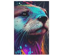 Pirate Otter 1000 Pieces Wooden Jigsaw Puzzle for Adults Puzzles Brain Exercise Challenge High Difficulty Game for Kids （78×53cm）