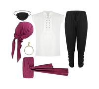 Pirate Outfit Men - Pirate Cosplay Outfit Accessories - Halloween Cosplay Renaissance Accessories for Adults Theater Father Masquerade Festival Event Boyfriend Holiday