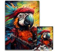 Pirate Parrot 1000Pc Adults Jigsaw Puzzle Wooden Jigsaw Puzzles for Adults Educational Brain Teaser, Artistic Home & Office Decor, 14+ Age 50x75CM/19.68x29.52inch