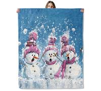 Pirate Parrot and Treasure Throw Blanket for Girls Boys Kids Adults, 50x60 in, Cozy Flannel Blanket for Bedroom, Camping, Couch, Room Decor, Fuzzy Warm Soft Gifts Snowman