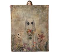 Pirate Parrot and Treasure Throw Blanket for Girls Boys Kids Adults, 50x60 in, Cozy Flannel Blanket for Bedroom, Camping, Couch, Room Decor, Fuzzy Warm Soft Gifts Cute Ghost With Flowers