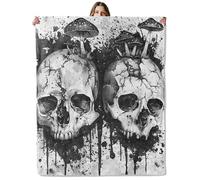 Pirate Parrot and Treasure Throw Blanket for Girls Boys Kids Adults, 50x60 in, Cozy Flannel Blanket for Bedroom, Camping, Couch, Room Decor, Fuzzy Warm Soft Gifts Skull and Mushroom