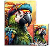 Pirate Parrot Jigsaw Puzzles for Adults 1000 Piece Wooden Puzzles Perfect for Teenagers & Collectors, Ideal Home Decor & Travel Gift 50x75CM/19.68x29.52inch