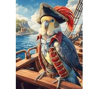 Pirate Parrot on A Ship 300 Pc Classic Jigsaw Puzzle Wildlife Pet Puzzle for Adults Hard Challenging Hobby Home Decor Poster Smooth Wooden Cardboard 300 PCS